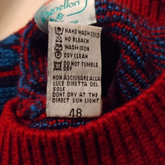!! HOST PICK!! Benetton wool long sweater. Teal and raspberry color. Medium - Picture 5 of 5